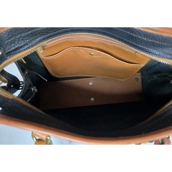 Vintage Dooney & Bourke USA Black Tan AWL Leather Shoulder Bag Tote Purse - Picture 16 of 16